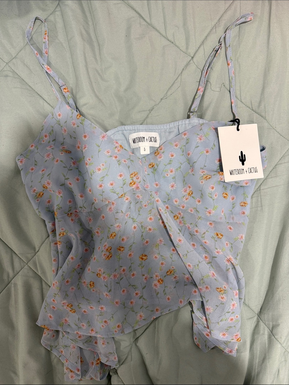 White Room + Cactus Summer Pastel Blue Floral Camisole